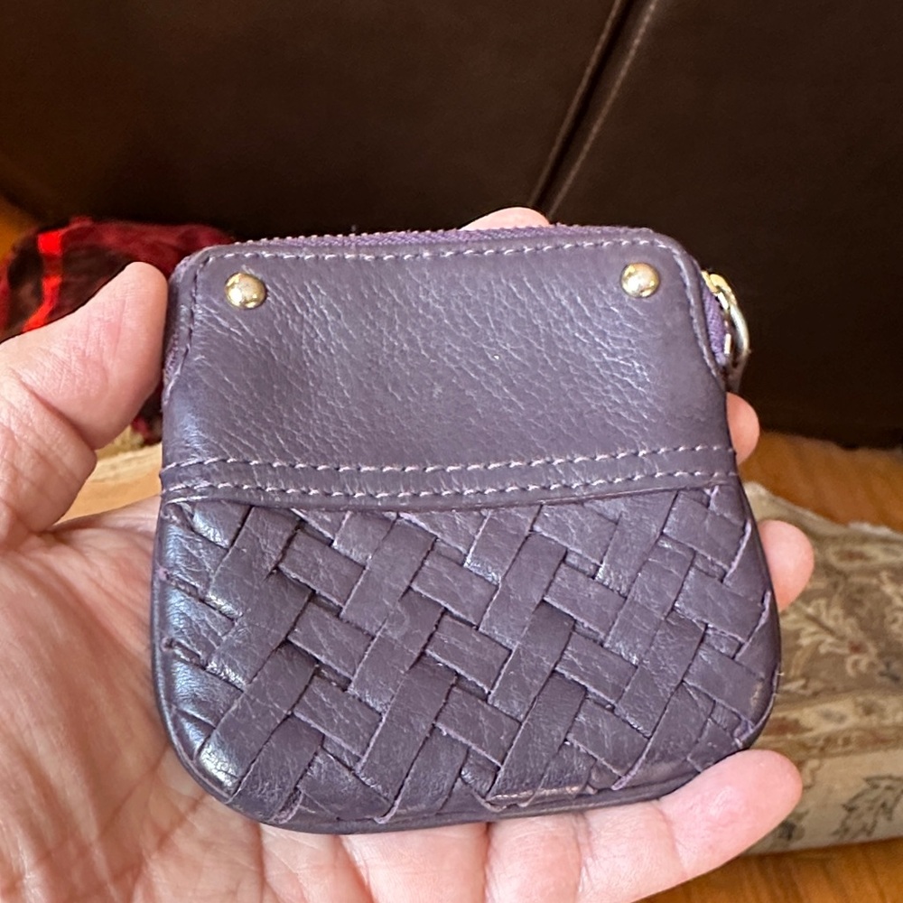 Cole Haan Purple Woven Leather Coin Purse